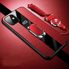 Custodia Silicone Morbida In Pelle Cover con Magnetico Anello Supporto T03 per Apple iPhone 11 Rosso