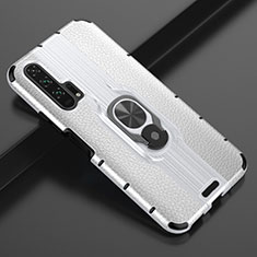 Custodia Silicone Morbida In Pelle Cover con Magnetico Anello Supporto T03 per Huawei Honor 20 Pro Bianco