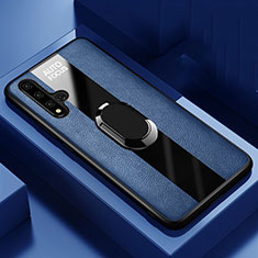 Custodia Silicone Morbida In Pelle Cover con Magnetico Anello Supporto T03 per Huawei Honor 20S Blu