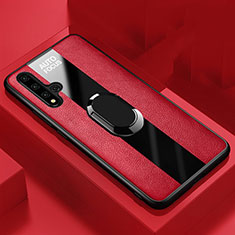 Custodia Silicone Morbida In Pelle Cover con Magnetico Anello Supporto T03 per Huawei Honor 20S Rosso