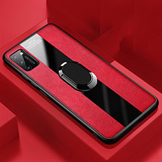 Custodia Silicone Morbida In Pelle Cover con Magnetico Anello Supporto T03 per Huawei Honor V30 Pro 5G Rosso