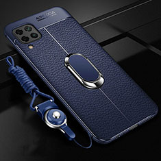 Custodia Silicone Morbida In Pelle Cover con Magnetico Anello Supporto T03 per Huawei Nova 6 SE Blu