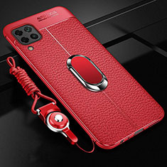 Custodia Silicone Morbida In Pelle Cover con Magnetico Anello Supporto T03 per Huawei Nova 6 SE Rosso