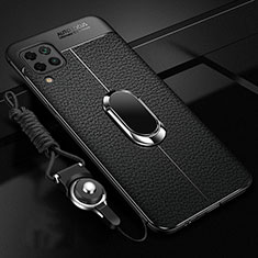 Custodia Silicone Morbida In Pelle Cover con Magnetico Anello Supporto T03 per Huawei P40 Lite Nero