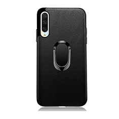 Custodia Silicone Morbida In Pelle Cover con Magnetico Anello Supporto T03 per Xiaomi Mi A3 Nero