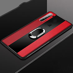 Custodia Silicone Morbida In Pelle Cover con Magnetico Anello Supporto T03 per Xiaomi Redmi Note 8 (2021) Rosso
