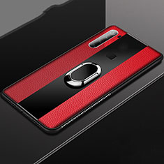 Custodia Silicone Morbida In Pelle Cover con Magnetico Anello Supporto T03 per Xiaomi Redmi Note 8 Rosso