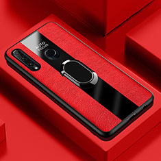 Custodia Silicone Morbida In Pelle Cover con Magnetico Anello Supporto T04 per Huawei Honor 20 Lite Rosso