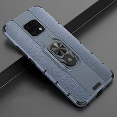 Custodia Silicone Morbida In Pelle Cover con Magnetico Anello Supporto T04 per Huawei Mate 20 Pro Blu