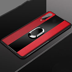 Custodia Silicone Morbida In Pelle Cover con Magnetico Anello Supporto T04 per Xiaomi Mi A3 Rosso