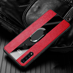 Custodia Silicone Morbida In Pelle Cover con Magnetico Anello Supporto T05 per Huawei Nova 4e Rosso