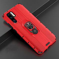 Custodia Silicone Morbida In Pelle Cover con Magnetico Anello Supporto T06 per Huawei P30 Pro New Edition Rosso
