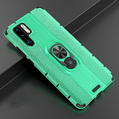 Custodia Silicone Morbida In Pelle Cover con Magnetico Anello Supporto T06 per Huawei P30 Pro New Edition Verde
