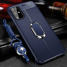 Custodia Silicone Morbida In Pelle Cover con Magnetico Anello Supporto WL1 per Samsung Galaxy S20 Plus Blu