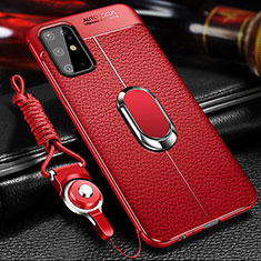 Custodia Silicone Morbida In Pelle Cover con Magnetico Anello Supporto WL1 per Samsung Galaxy S20 Plus Rosso