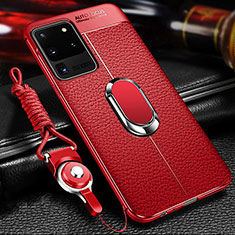 Custodia Silicone Morbida In Pelle Cover con Magnetico Anello Supporto WL1 per Samsung Galaxy S20 Ultra 5G Rosso