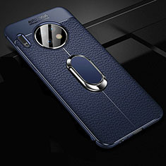 Custodia Silicone Morbida In Pelle Cover con Magnetico Anello Supporto Z02 per Huawei Mate 30 Blu