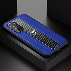 Custodia Silicone Morbida In Pelle Cover con Magnetico FL1 per Huawei Nova 9 SE Blu