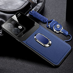 Custodia Silicone Morbida In Pelle Cover con Magnetico FL1 per Oppo Reno8 Pro+ Plus 5G Blu