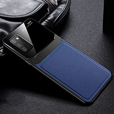 Custodia Silicone Morbida In Pelle Cover con Magnetico FL1 per Samsung Galaxy A03s Blu