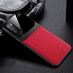Custodia Silicone Morbida In Pelle Cover con Magnetico FL1 per Samsung Galaxy A03s Rosso