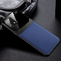 Custodia Silicone Morbida In Pelle Cover con Magnetico FL1 per Samsung Galaxy A22 5G Blu