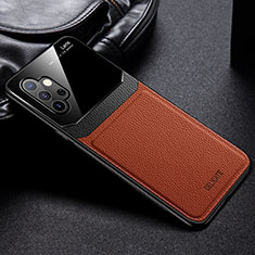 Custodia Silicone Morbida In Pelle Cover con Magnetico FL1 per Samsung Galaxy A32 5G Marrone