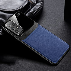 Custodia Silicone Morbida In Pelle Cover con Magnetico FL1 per Samsung Galaxy A53 5G Blu