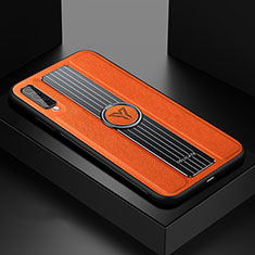 Custodia Silicone Morbida In Pelle Cover con Magnetico FL1 per Samsung Galaxy A70S Arancione
