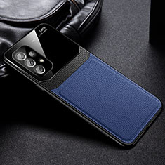 Custodia Silicone Morbida In Pelle Cover con Magnetico FL1 per Samsung Galaxy A73 5G Blu
