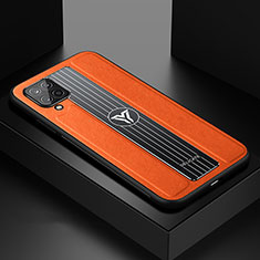 Custodia Silicone Morbida In Pelle Cover con Magnetico FL1 per Samsung Galaxy F12 Arancione