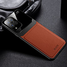 Custodia Silicone Morbida In Pelle Cover con Magnetico FL1 per Samsung Galaxy M33 5G Marrone