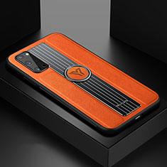 Custodia Silicone Morbida In Pelle Cover con Magnetico FL1 per Samsung Galaxy S20 Arancione