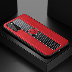 Custodia Silicone Morbida In Pelle Cover con Magnetico FL1 per Samsung Galaxy S20 Rosso