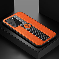 Custodia Silicone Morbida In Pelle Cover con Magnetico FL1 per Samsung Galaxy S20 Ultra 5G Arancione