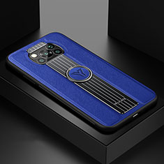 Custodia Silicone Morbida In Pelle Cover con Magnetico FL1 per Xiaomi Poco X3 NFC Blu