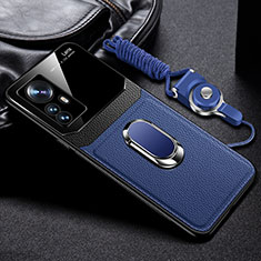 Custodia Silicone Morbida In Pelle Cover con Magnetico FL2 per Xiaomi Mi 12T Pro 5G Blu