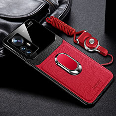 Custodia Silicone Morbida In Pelle Cover con Magnetico FL2 per Xiaomi Mi 12T Pro 5G Rosso