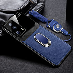 Custodia Silicone Morbida In Pelle Cover con Magnetico FL2 per Xiaomi Mi 13 Lite 5G Blu