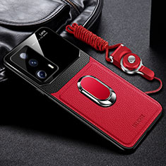 Custodia Silicone Morbida In Pelle Cover con Magnetico FL2 per Xiaomi Mi 13 Lite 5G Rosso