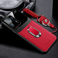 Custodia Silicone Morbida In Pelle Cover con Magnetico FL2 per Xiaomi Mi Mix 4 5G Rosso