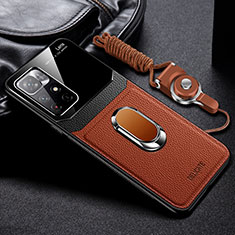Custodia Silicone Morbida In Pelle Cover con Magnetico FL2 per Xiaomi Poco M4 Pro 5G Marrone