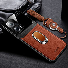 Custodia Silicone Morbida In Pelle Cover con Magnetico FL2 per Xiaomi Poco X4 GT 5G Marrone