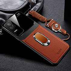 Custodia Silicone Morbida In Pelle Cover con Magnetico FL2 per Xiaomi Redmi K50 5G Marrone