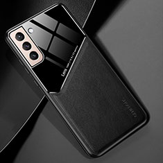 Custodia Silicone Morbida In Pelle Cover con Magnetico M01 per Samsung Galaxy S21 5G Nero