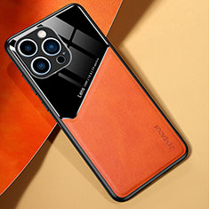 Custodia Silicone Morbida In Pelle Cover con Magnetico per Apple iPhone 13 Pro Max Arancione