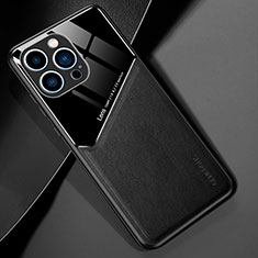 Custodia Silicone Morbida In Pelle Cover con Magnetico per Apple iPhone 13 Pro Max Nero