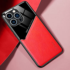 Custodia Silicone Morbida In Pelle Cover con Magnetico per Apple iPhone 14 Pro Max Rosso