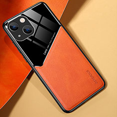 Custodia Silicone Morbida In Pelle Cover con Magnetico per Apple iPhone 15 Plus Arancione