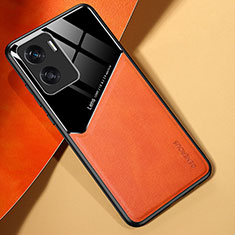 Custodia Silicone Morbida In Pelle Cover con Magnetico per Huawei Honor 90 Lite 5G Arancione